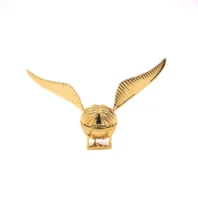 golden snitch ring box with gold wings with stand