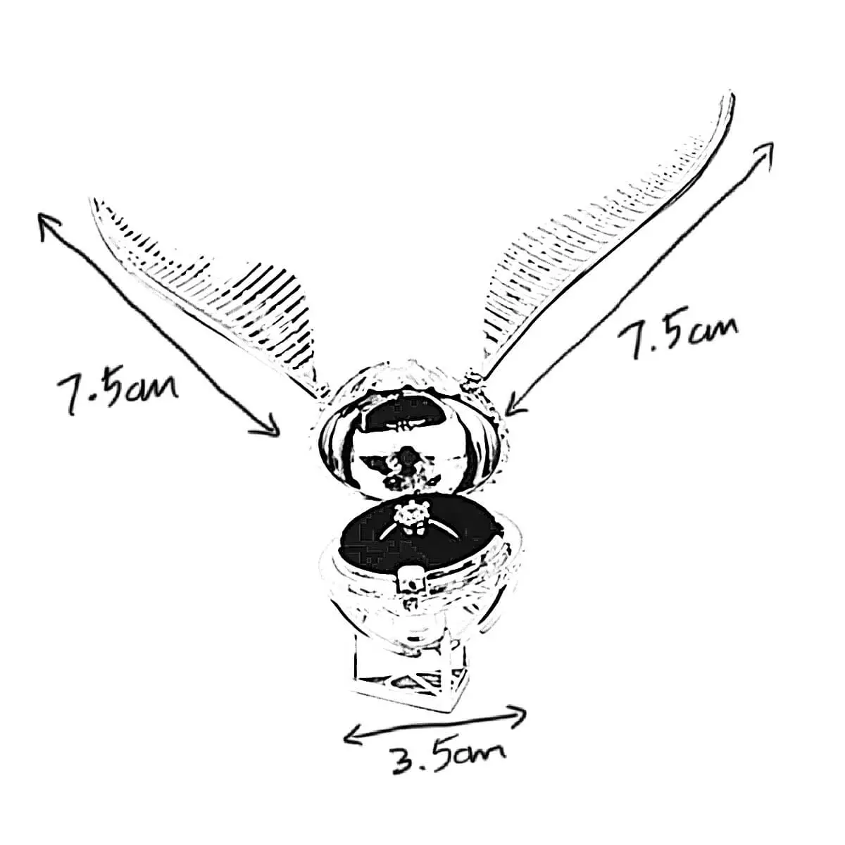 golden snitch ring box dimensions