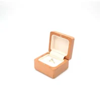 bowie ring box in khaki brown 1 ring slot opening right side view