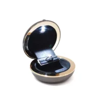 aspen ring box in silver opening left side view