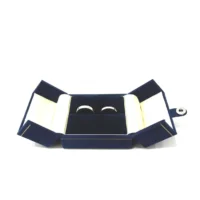 valentina ring box in blue two ring slots opening