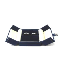 valentina ring box in blue two ring slots opening