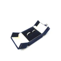 valentina ring box in blue two ring slots left side view