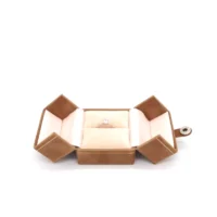 valentina ring box in brown one ring slot opening