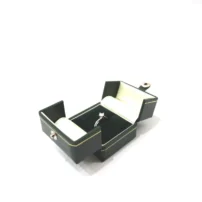 valentina ring box in green one ring slot opening left side view