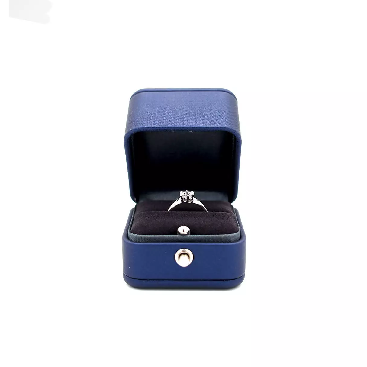 royce ring box in blue opening
