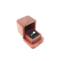 bexley ring box in vintage brown opening left side view