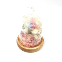 flora flower dome with blue pink preserved rose