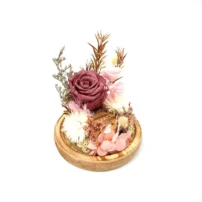 flora flower dome with red preserved rose side view