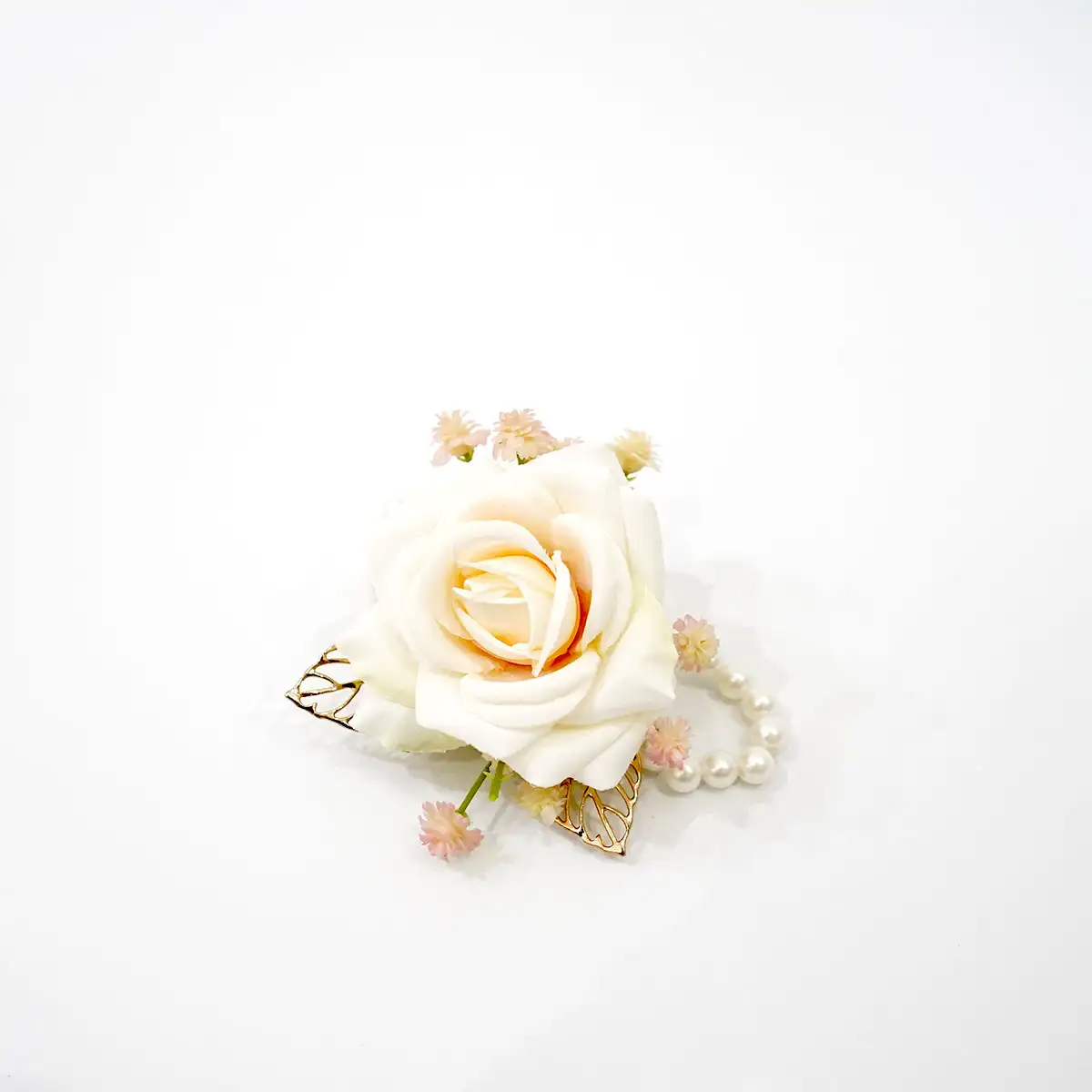 leilani White artificial flower corsage