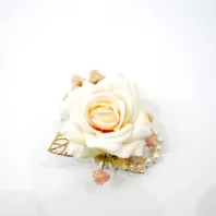leilani White artificial flower corsage front view