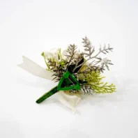 leilani White artificial flower boutonniere back view