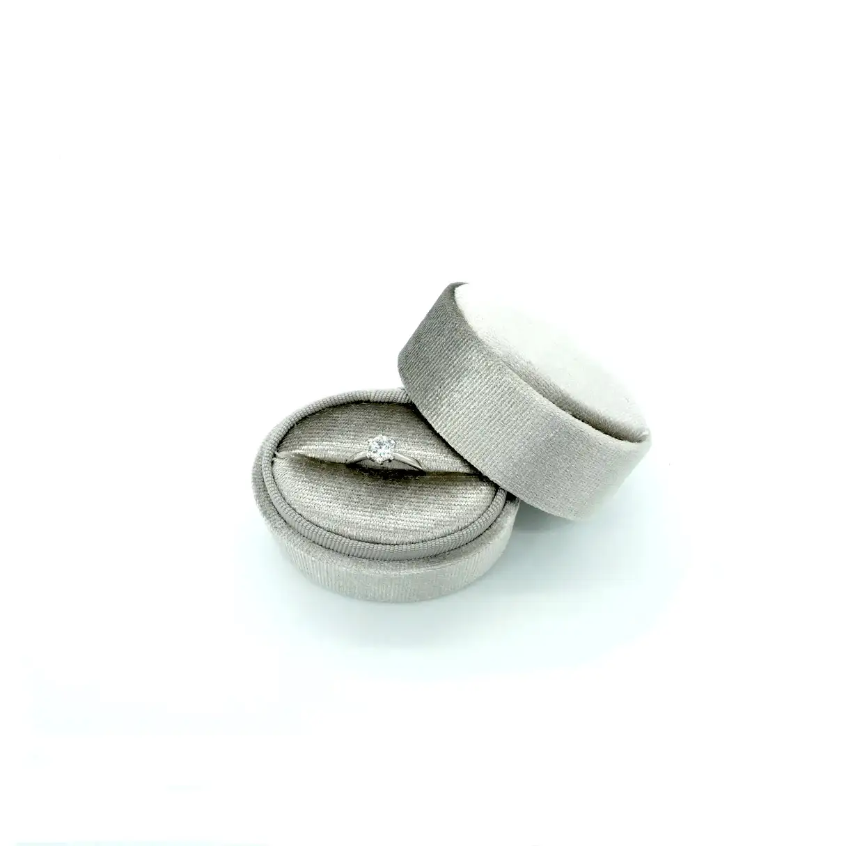 veda ring box in grey 1 single ring slot