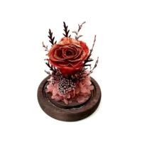 isla flower dome in red with gold preserved flower