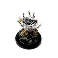 isla flower dome in silver preserved flower