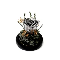 isla flower dome in silver preserved flower